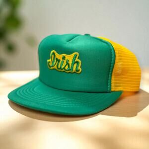 VINTAGE 80s NWT Dead-Stock Universal Ind. Irish Embroidered SnapBack Trucker Hat